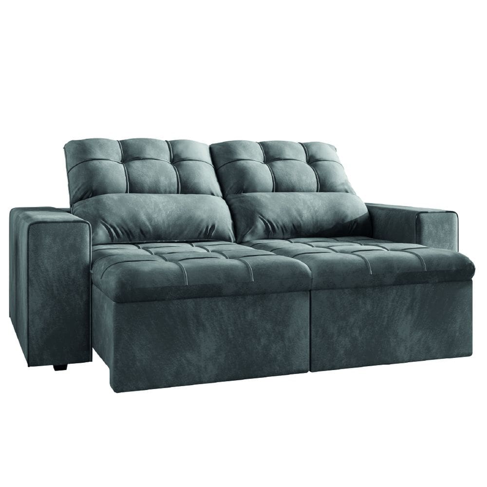 Sofá Retrátil e Reclinável 3 Lugares 2,0m Veludo Malibu Selmer Cinza