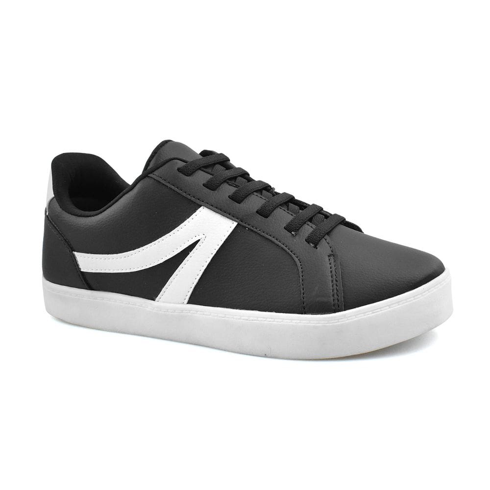 Tênis Godiva Casual Minimalista Cadarços Feminino Preto Branco