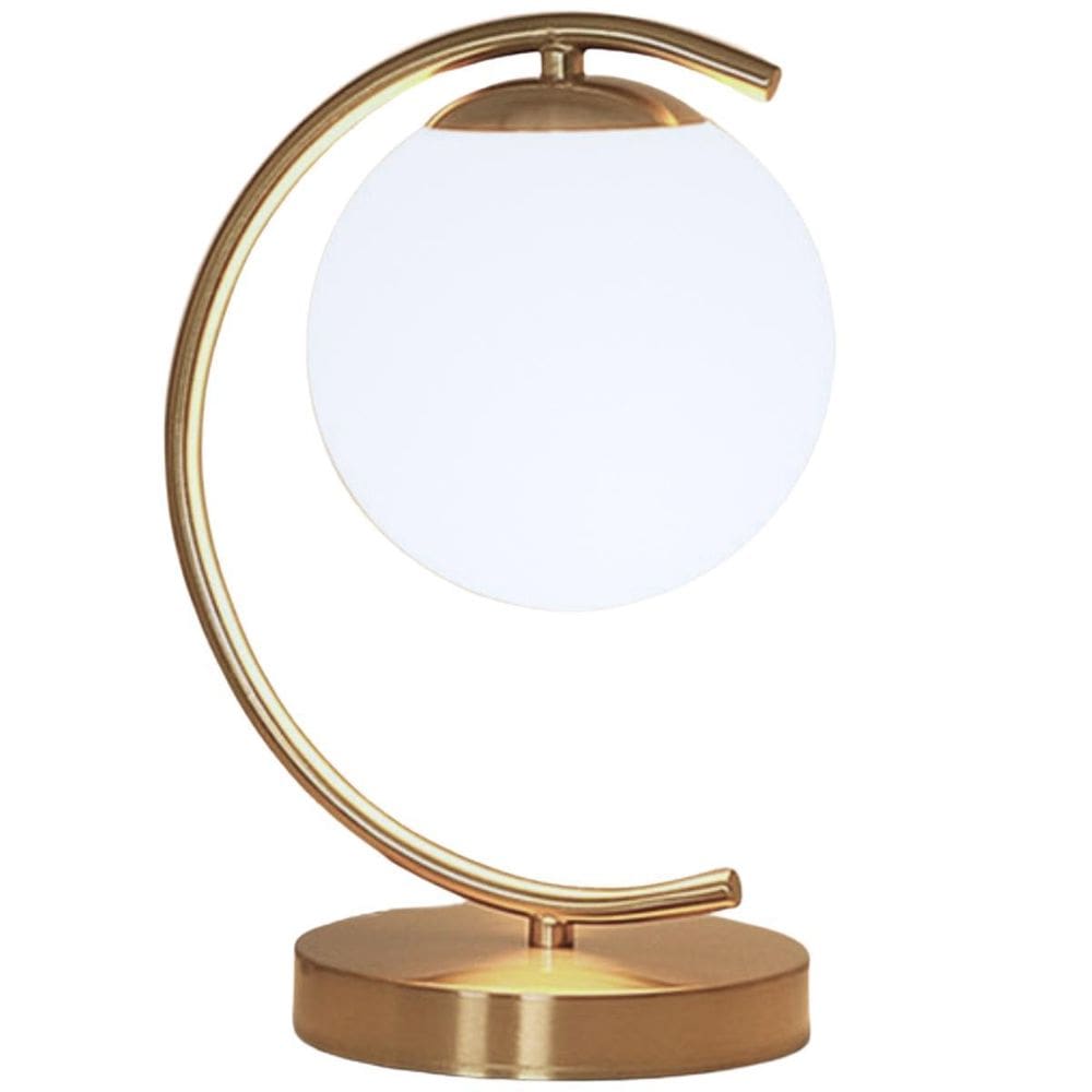 Luminária Mesa Abajur 31Cm Jabuticaba Dourada Globo Vidro