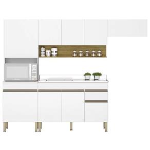 Armário de Cozinha 5 peças Balcão com Pia 150cm Lina20 Z06 Supremo/Freijó - Mpozenato