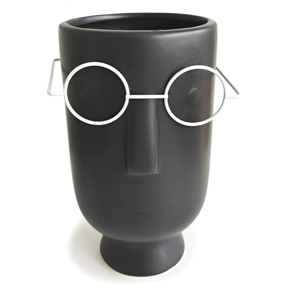Vaso Cerâmica Formato Rosto c/ Óculos