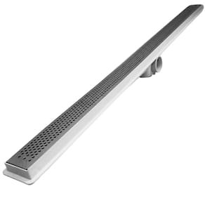 Ralo Linear Banheiro Seca Box 5x80 Inox Bolinha Espelhado Coletor Branco com Sifão