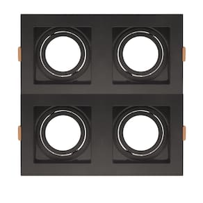 Spot de Embutir Quadrado Recuado Quadruplo AR70 Direcionável Preto
