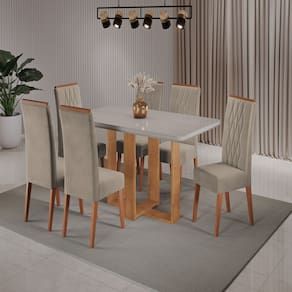 Conjunto Sala de Jantar Mesa Paladium com 6 Cadeiras Cristal Viero