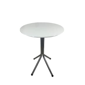 Mesa Bistrô Baixo Cinza com Tampo Redondo Branco