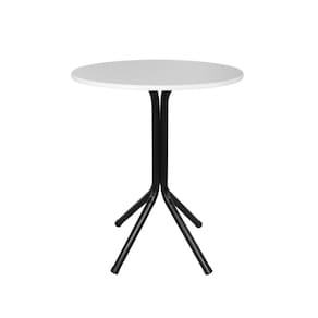 Mesa Bistrô Baixo Preto com Tampo Redondo Branco