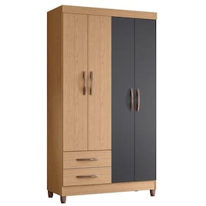 Guarda-roupa Albatroz âmbar 4 Portas Solteiro Mdp 2 Gavetas Freijó/titanium