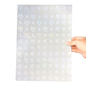 Papel Adesivo Holográfico Vinil Coração A4 50Fls