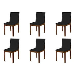 Kit 6 Cadeiras De Jantar Luxo Pérola Estofadas Em Couro Pu Preto Base Madeira Maciça Imbuia