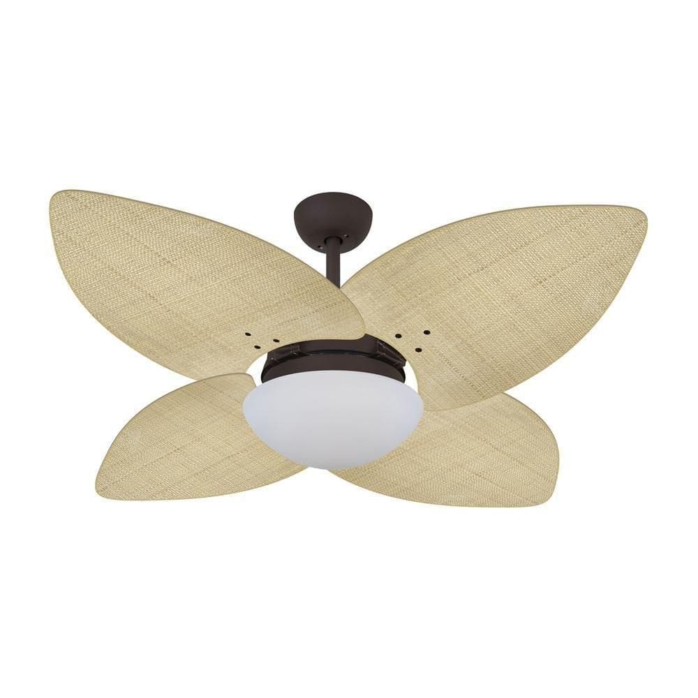 Ventilador De Teto Kovalski Marrom Texturizado 4 Pás Palmae Natural 110V