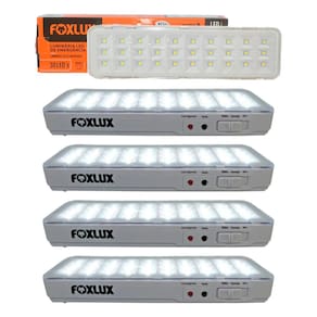 Kit 5 Luminária LED Emergência Bivolt Recarregável Foxlux