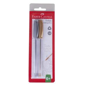 Caneta Esferográfica Trilux Ouro e Prata com 2 Faber Castell SM/032PO