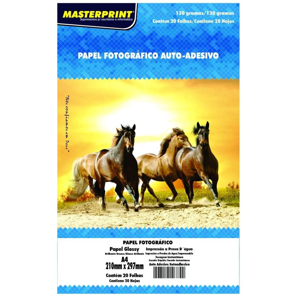Folha Fotográfico Adesivo A4 130g 20 Folhas Masterprint Cor Branco