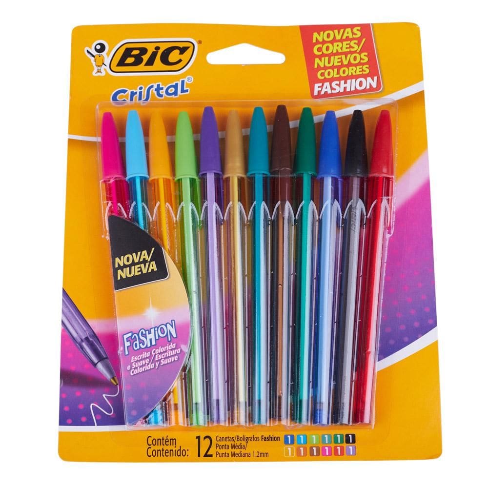 Kit Bic Canetas Cristal Fashion 12 Cores