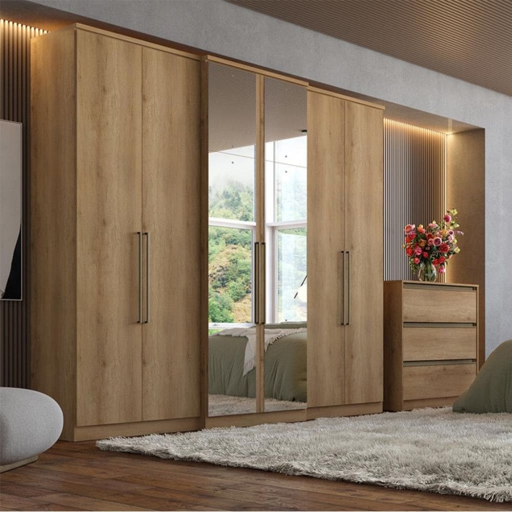Guarda Roupa Casal com Espelho 6 Portas Baviera Full Glass THB Móveis
