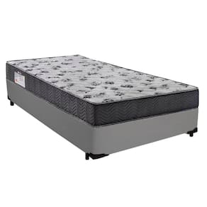 Cama Box Solteiro Sintético + Colchão De Molas Ensacadas 88x188x58cm Cinza