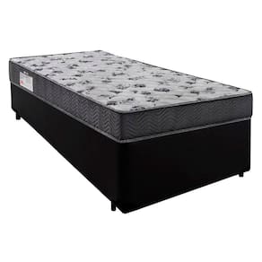 Cama Box Solteiro Sintético + Colchão De Molas Ensacadas 88x188x58cm Preto