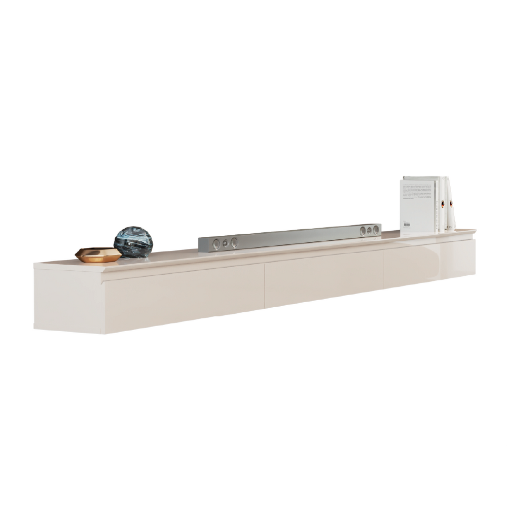 Rack Suspenso Para Painel ou TV até 75 Polegadas 3 Gavetas 2,17m Aspen Off White EDN
