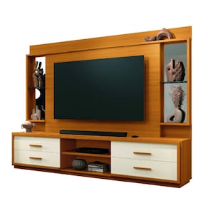 Estante Home Theater com Espelho e Vidro Para TV Até 75 Polegadas 2,40m Leni EDN