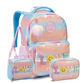 Kit Mochila De Costas 17 Love Lancheira Térmica Estojo Rosa