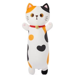 Almofada de pelúcia MINISO Long Cat Kitten, bicho de pelúcia 28cm