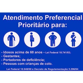 Placa Aviso Atendimento Preferencial 30Cmx20Cm Pvc