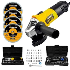Esmerilhadeira Angular 4.1/2 + Kit Soquetes 41 Pçs + 40 Pçs
