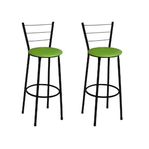 Kit 2 Banquetas Altas Preta com Encosto Assento Verde