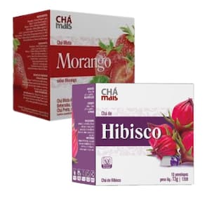 Chá de Morango e Hibisco Cx 10 sachês Kit com 2