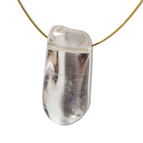 Pedra Rolada Cristal Longa Quartzo Furo Vazado Horizontal