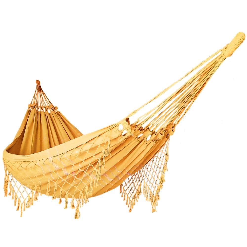 Rede de Dormir Casal Balanço de Algodão Reforçada 3,80m x 1,50m Amarelo