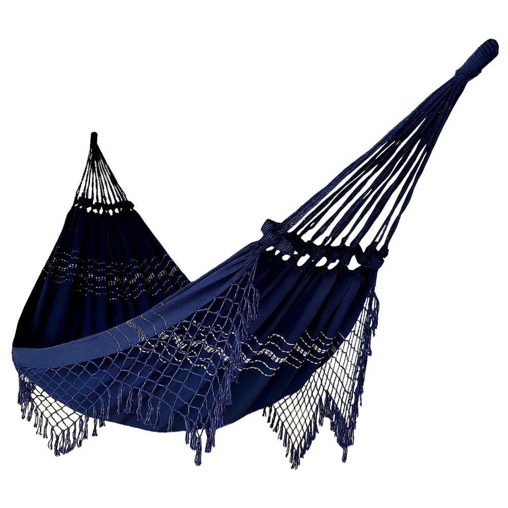 Rede de Dormir Casal Balanço de Algodão Reforçada 3,80m x 1,50m Azul Marinho