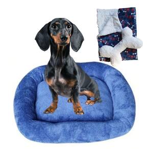 Cama Bigata G Tecido Soft Com Osso E Mantinha Kit 3 Peças Azul Marinho
