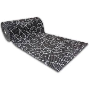 Tapete Passadeira Emborrachada Pvc Antiderrapante 0,65x5,00m Folhas Preto E Cinza
