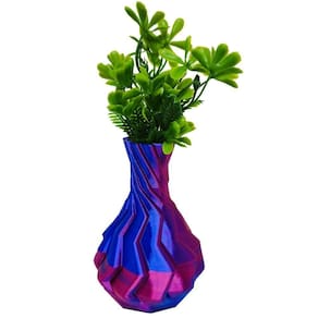 Vaso 3d Torcido Plantas Decorativo 15 Cm - Bicolor Azul E Vermelho
