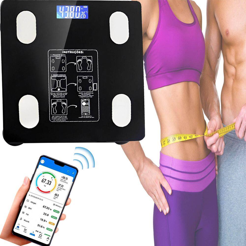 Balança Digital Bioimpedância Peso Corporal 180Kg App Bluetooth