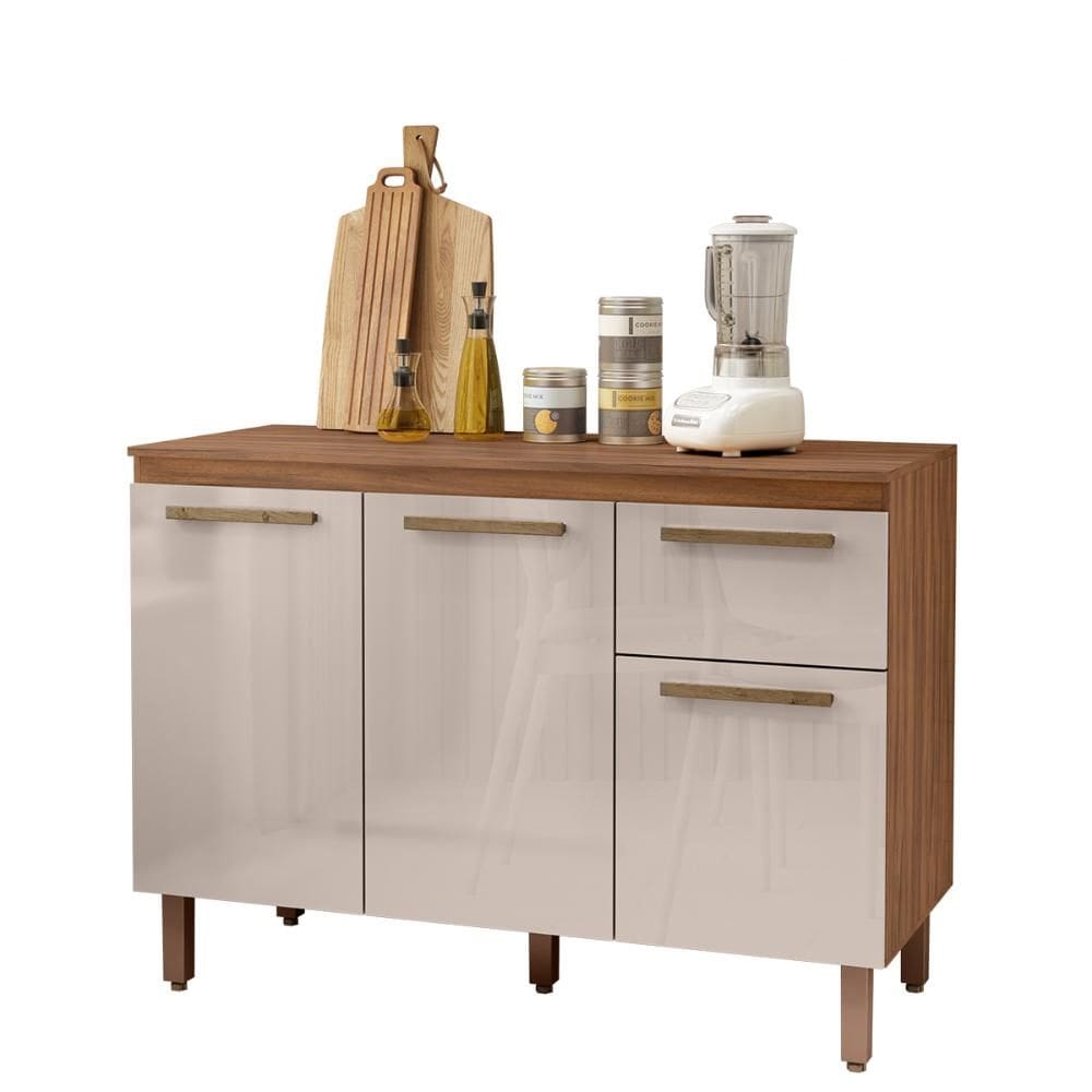 Balcão Cozinha Pop 120 cm com Tampo 3 Portas e 1 Gaveta