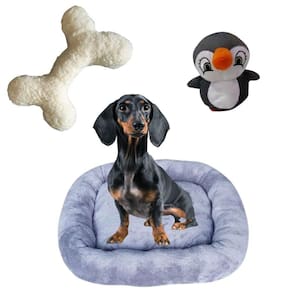 Cama Bigata G Tecido Soft Com Osso E Pelucia Kit 3 Peças Cinza