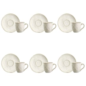 Conjunto de Xícara de Cafezinho com Pires 06 Peças Orgânico Vanilla Porto Brasil