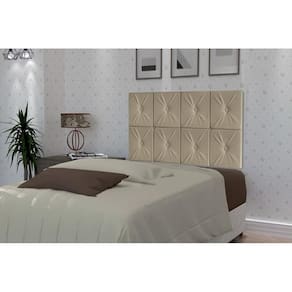 Painel De Cama Box Botão Solteiro 0,90 Elegance Cor Bege/Areia - Comprar Moveis Em Casa
