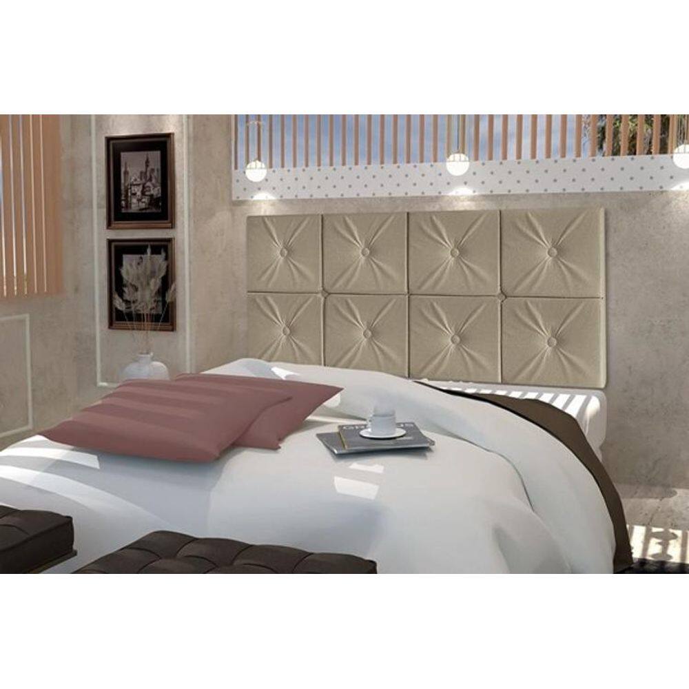 Painel De Cama Box Botão Queen 1,60 Elegance Cor Bege/Areia
