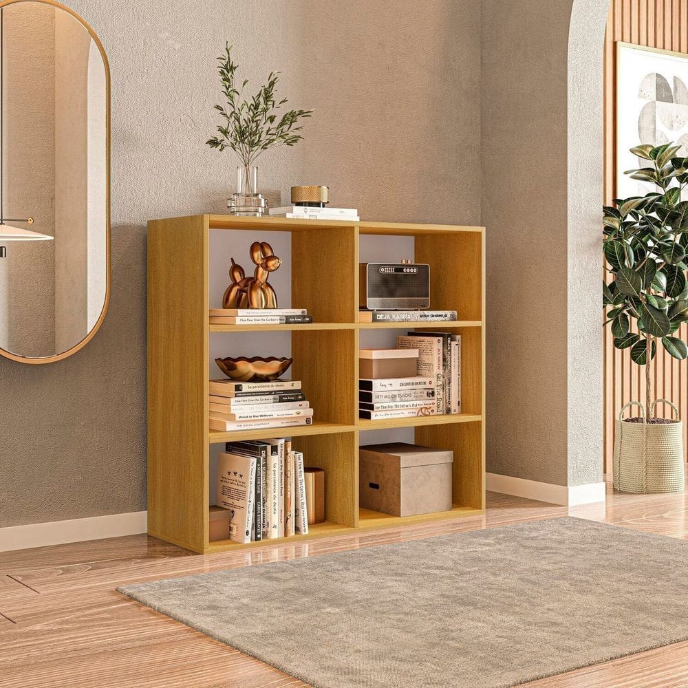 Estante para Livros Multiuso 6 Nichos 85,5cm X 90cm Geórgia Freijó