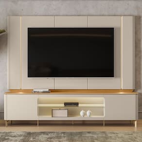 Rack para Tv até 75 Polegadas com Painel Led Santorini TAUARI/OFF WHITE FOSCO