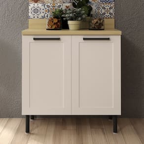 Balcão para Cozinha 80cm em Mdf 2 Portas e 1 Prateleira Branco