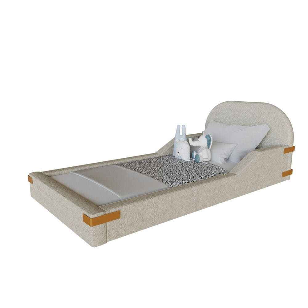 Cama Montessoriana Solteiro Infantil Mavi Bege/Caramelo