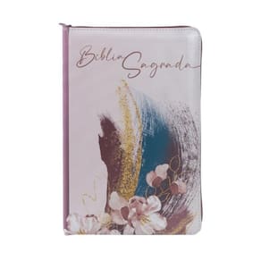 Bíblia Nvi com Zíper: Capa em Couro Soft Rosa com Acabamento em Glitter, Letras de Jesus em Vermelho, Leitura Perfeita: Nova Versão Internacional