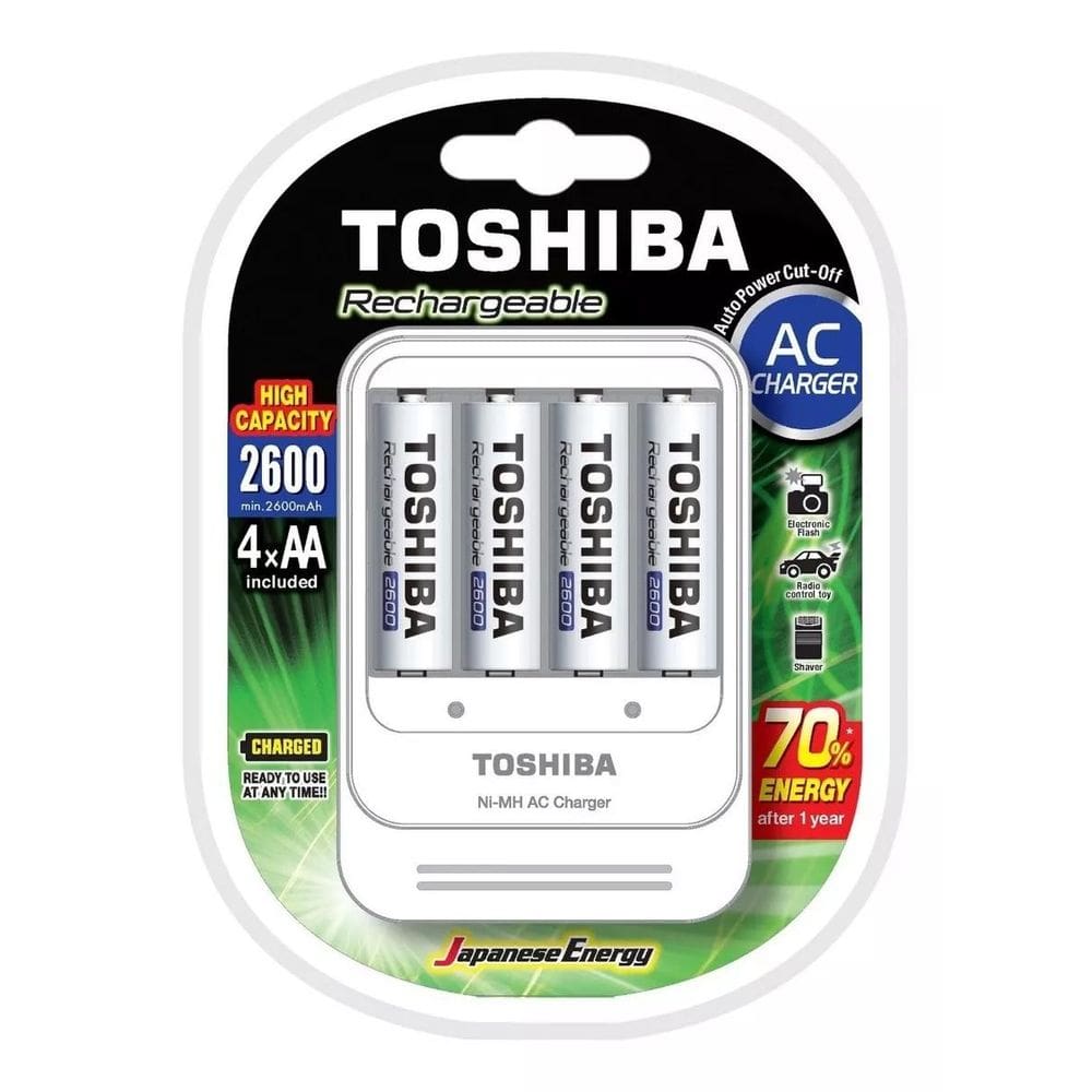 Carregador De Pilhas Toshiba Com 4 Pilhas Aa 2600ma