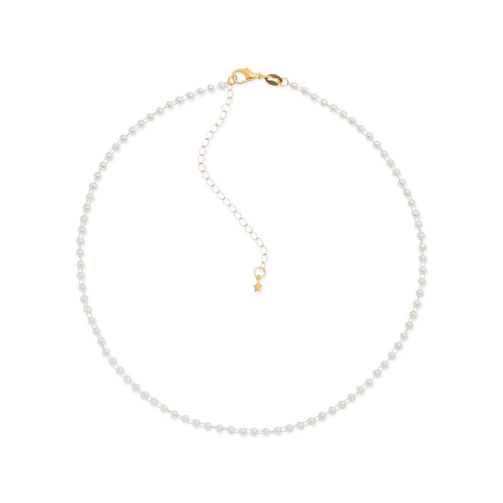 Colar Dourado Chocker De Pérolas