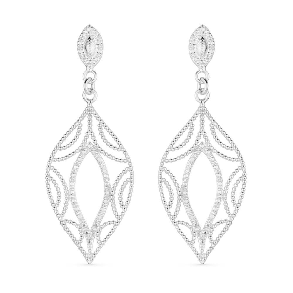 Brinco Prateado Folha De Gala