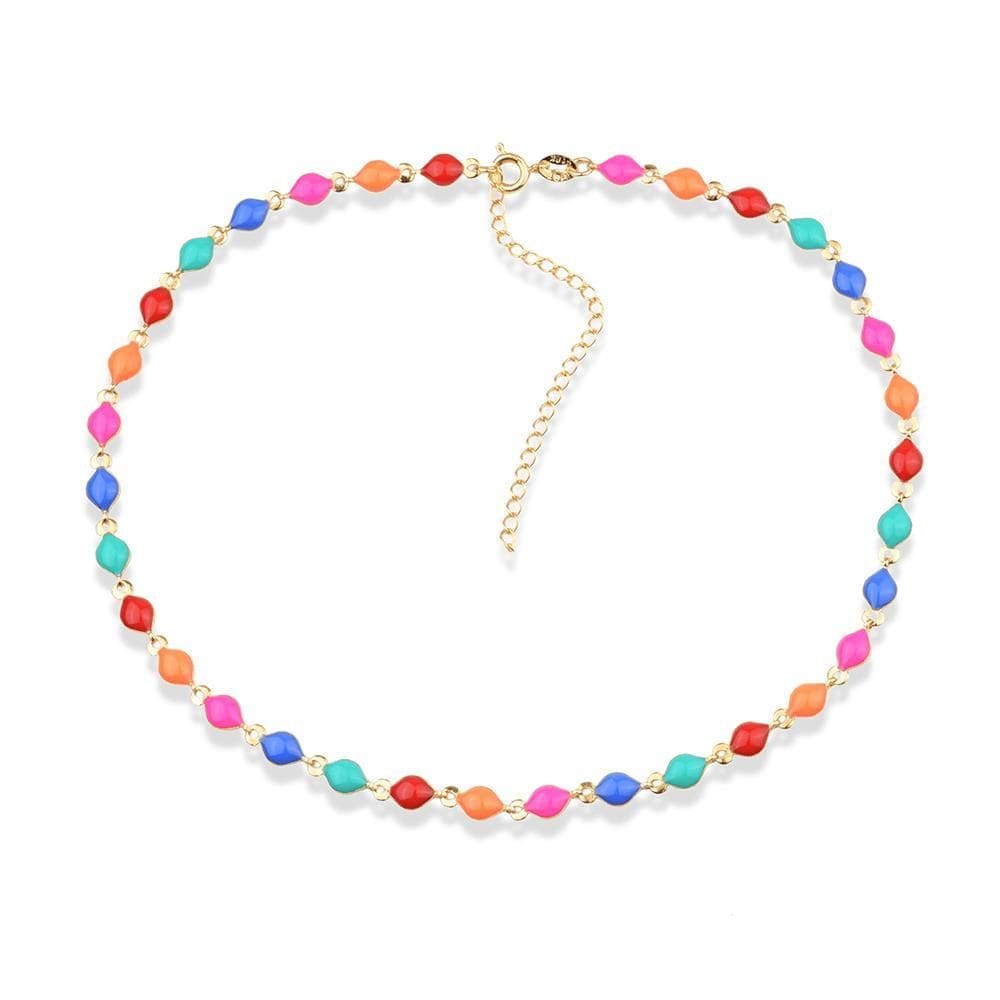 Chocker Dourada Colorida Com Extensor